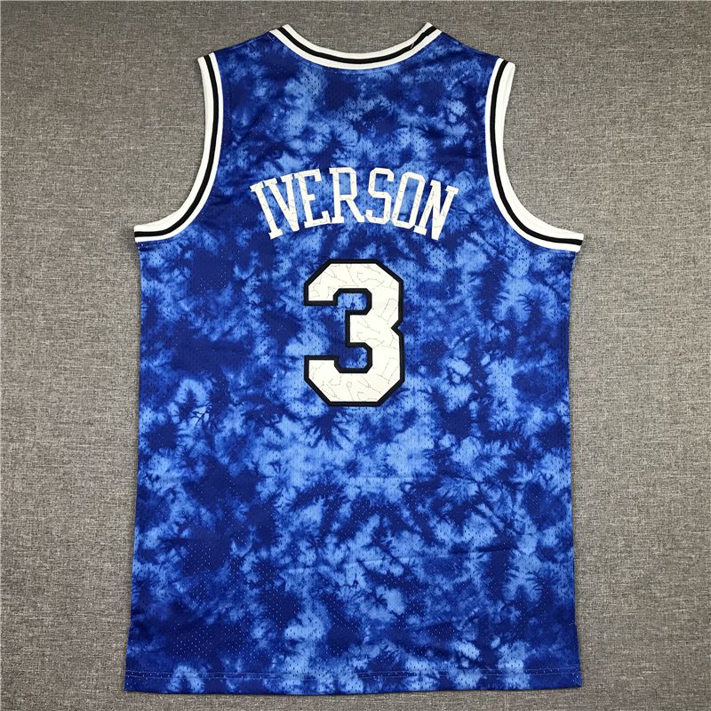 Men Philadelphia 76ers #3 Iverson Blue constellation version Throwback NBA Jersey->golden state warriors->NBA Jersey